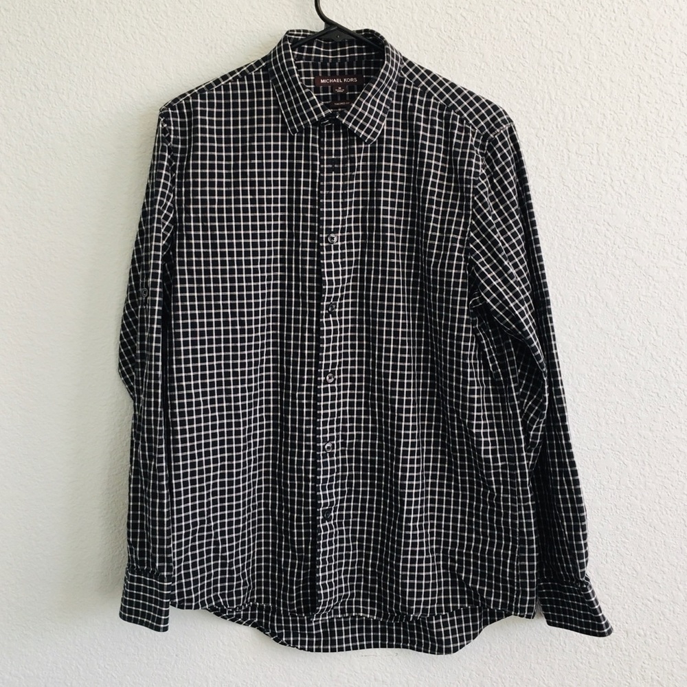Michael Kors Black Gingham Dress Shirt